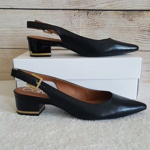 calvin klein glorianne leather slingback pumps